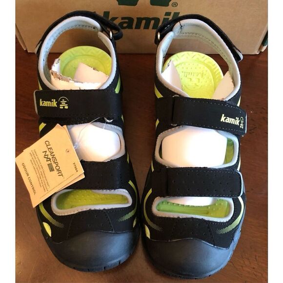 KAMIK - NWTIB - Youth Sz 36 (4) "Wander" Sandal in Black/Lime. Vegan & Washable! - Picture 5 of 16